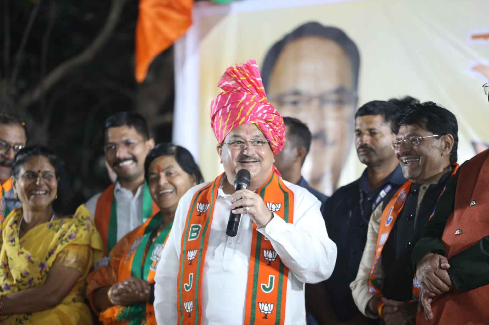 Warm welcome & public meeting addressed by BJP National President Shri J.P. Nadda in Mhow, Indore (Madhya Pradesh)