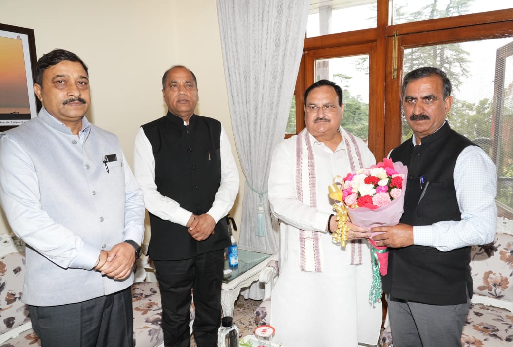 BJP National President Shri J.P. Nadda met Chief Minister of Himachal Pradesh Shri Sukhvinder Singh Sukhu in Shimla