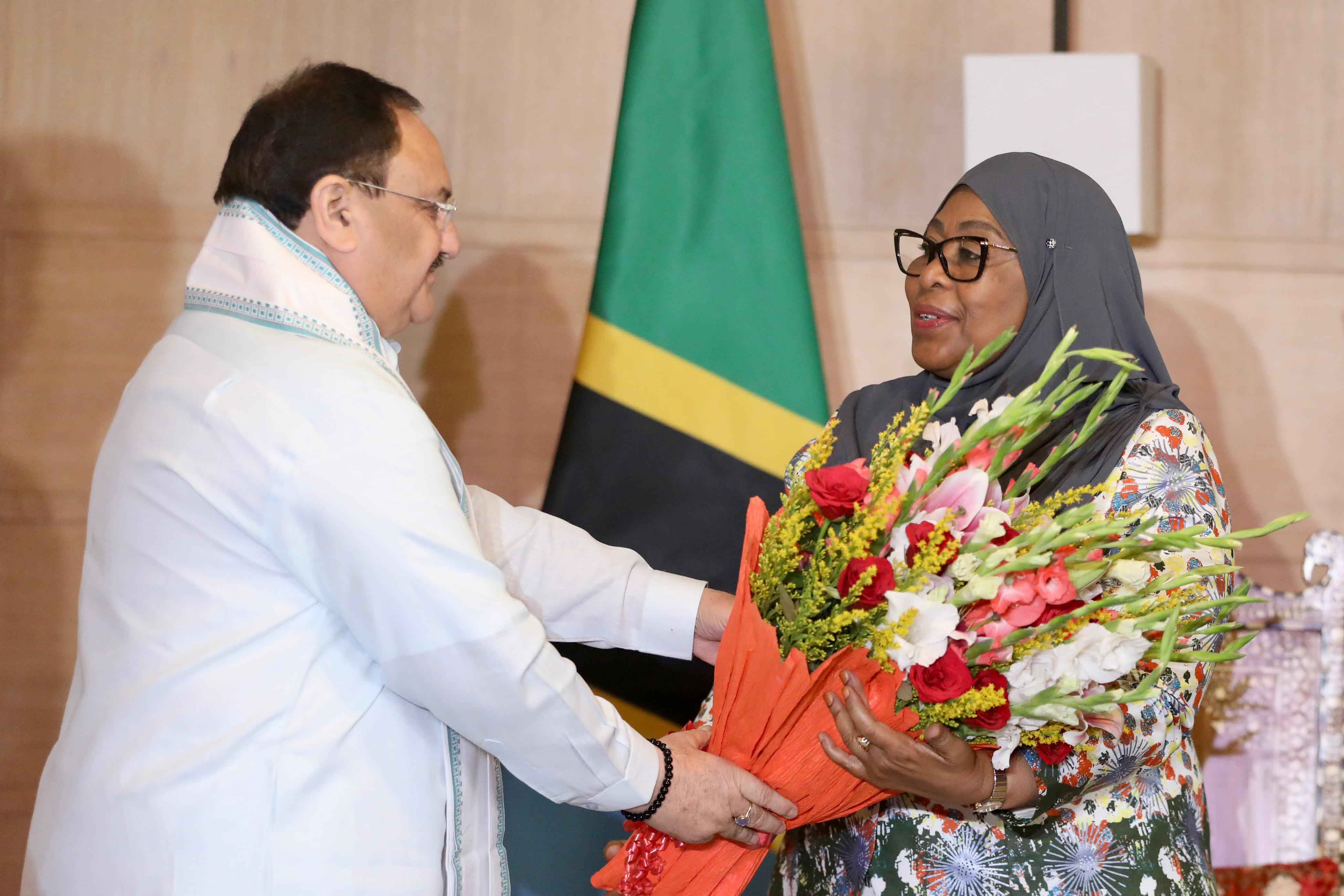 BJP National President Shri J.P. Nadda met President of Tanzania HE Samia Suluhu Hassan (President of ruling party CMM) in New Delhi