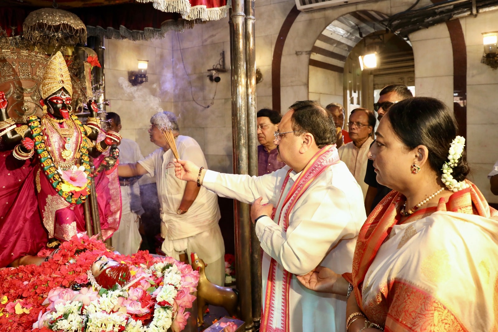 BJP National President Shri J.P. Nadda offered prayers at Dakshineswar Kali Temple in North 24 Parganas (Kolkata)