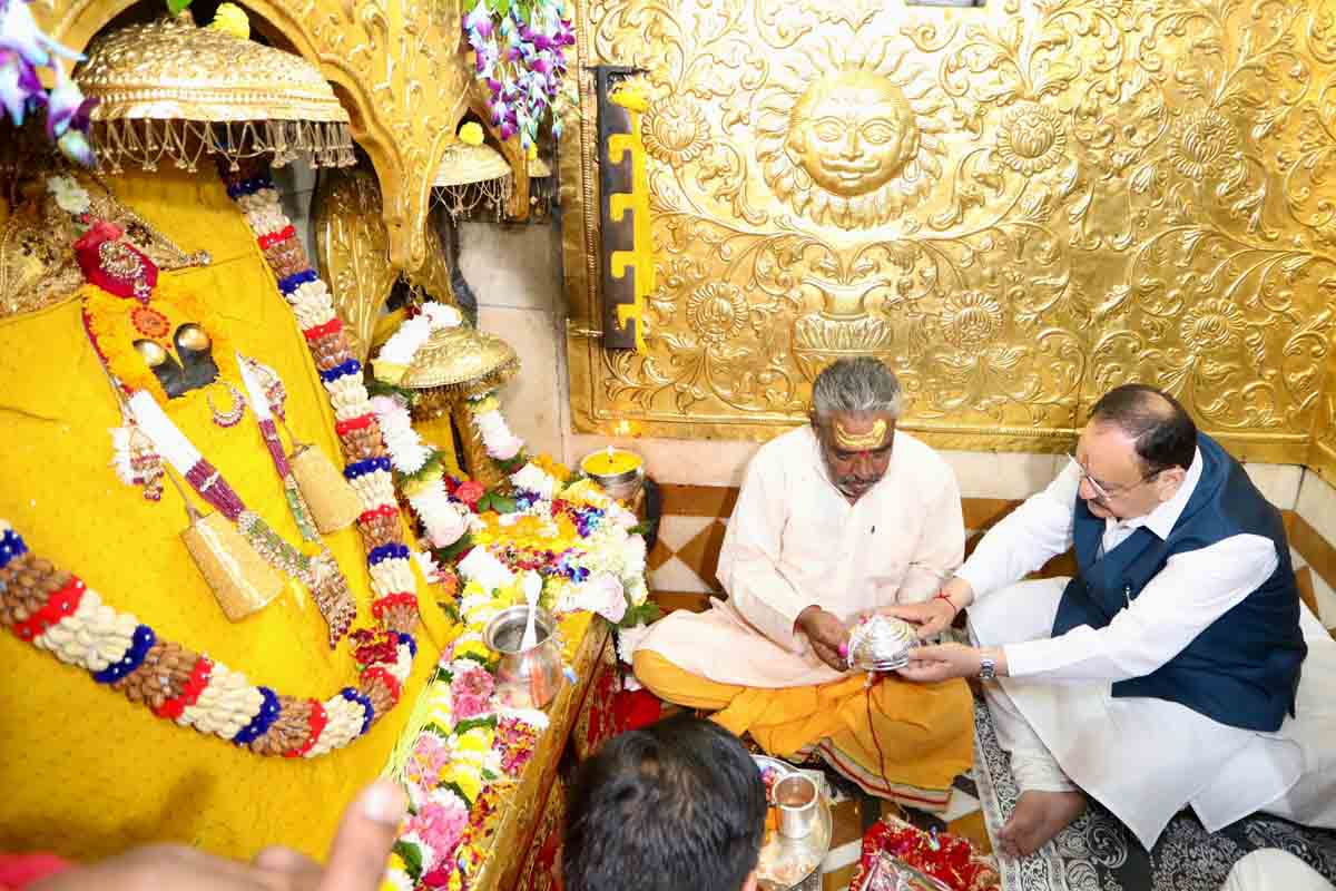  Hon'ble BJP National President Shri J.P. Nadda offered prayers at Kulja Mata Mandir in Mastanpura, Nangal Dhaka, Bilaspur (Himachal Pradesh)