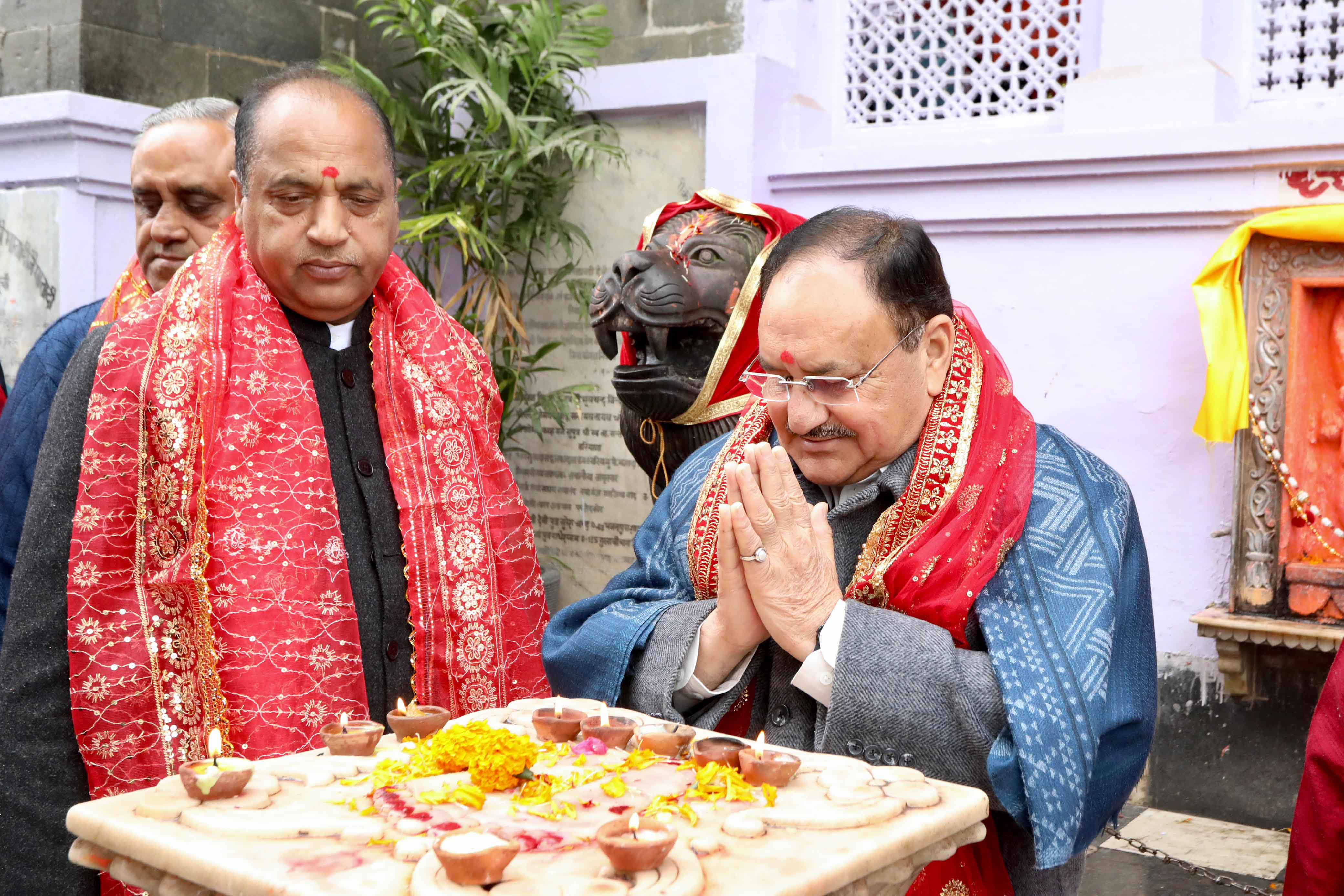 Hon'ble BJP National President Shri J.P. Nadda offered prayers at Mata Brajeshwari Temple, Kangra (Himachal Pradesh)