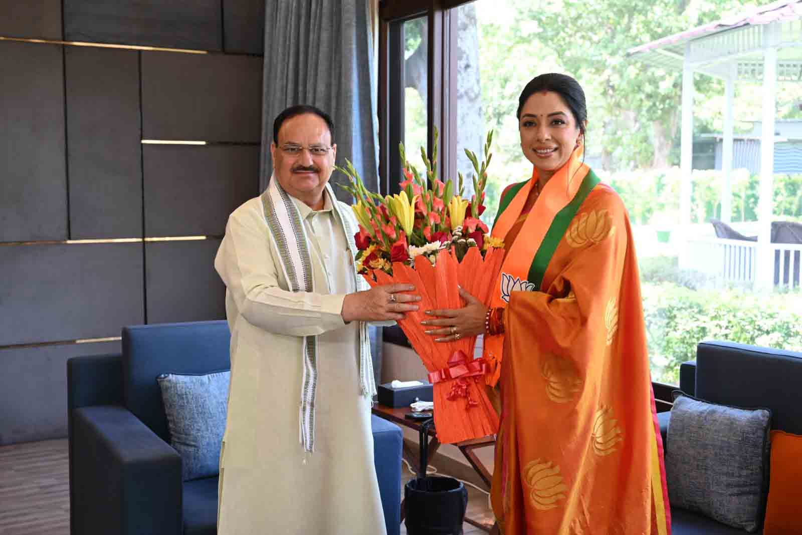 Renowned TV Actress Smt. Rupali Ganguly and Astrologer Shri Ameya Joshi met Hon'ble BJP National President Shri J.P. Nadda after joining BJP in New Delhi