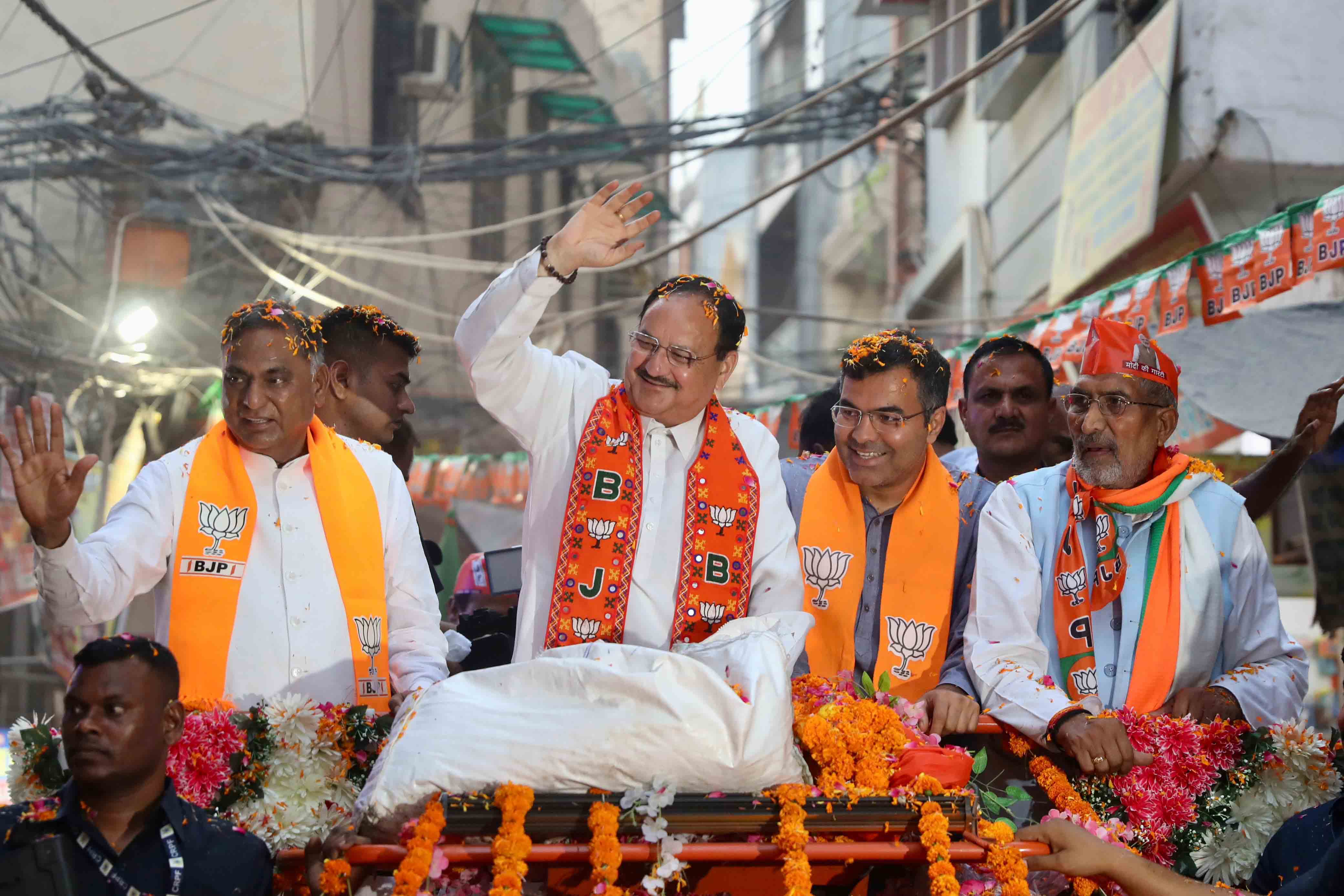 Road show of Hon'ble BJP National President Shri J.P. Nadda in Palam, South Delhi (Delhi)