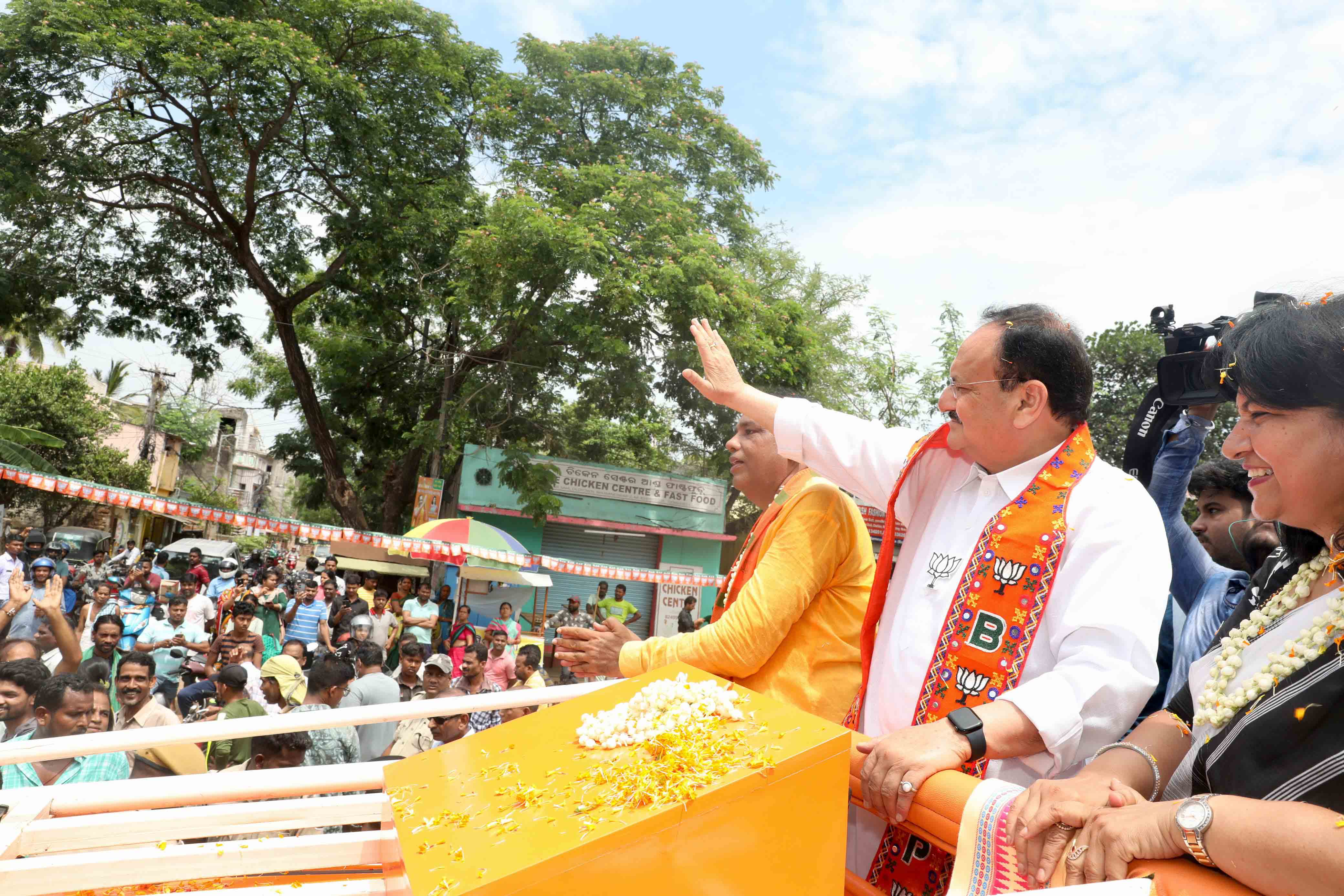 Road show of Hon'ble BJP National President Shri J.P. Nadda while addressing a public rally in Bhubaneswar, Khordha (Odisha)