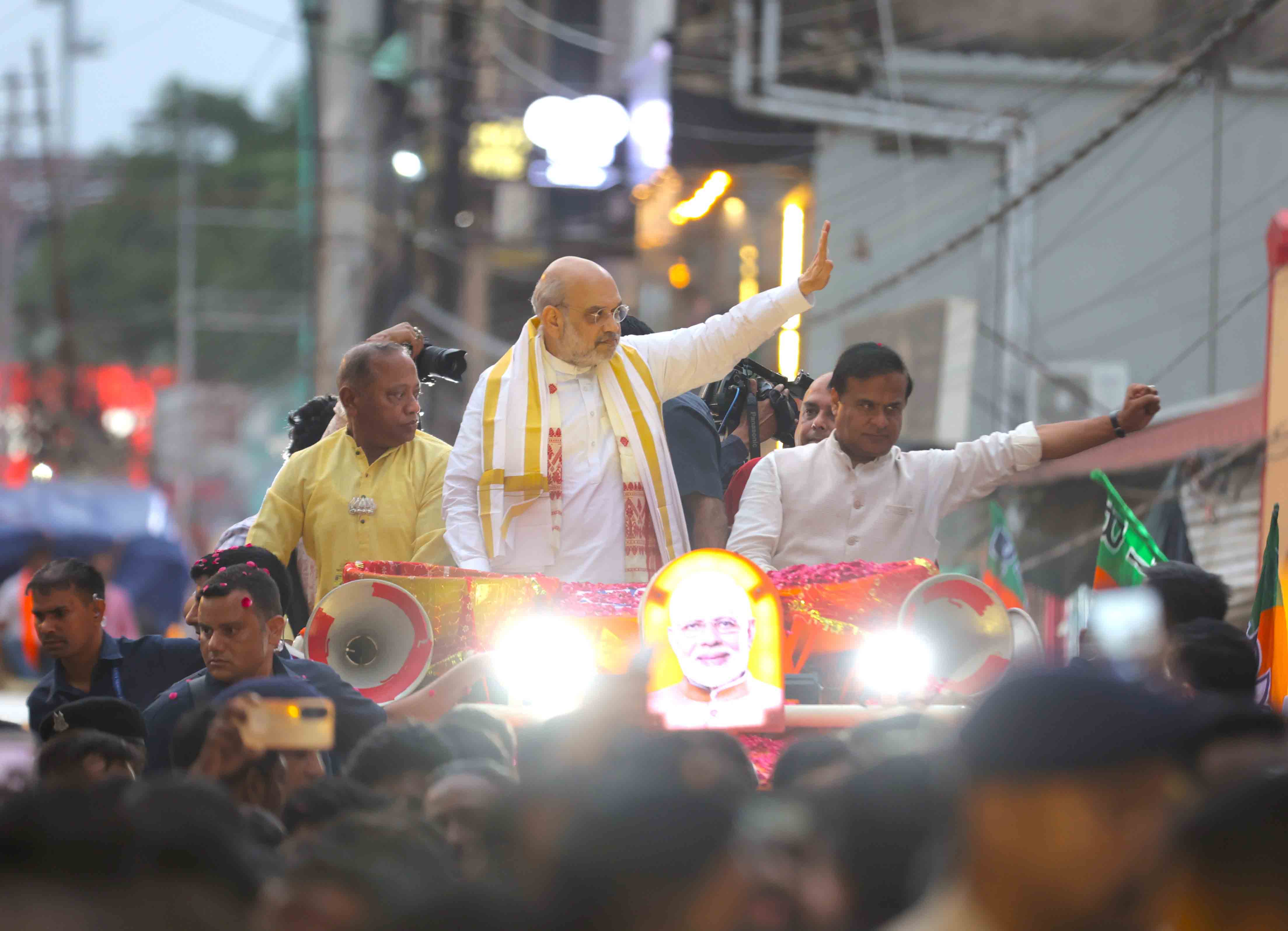 Road show of Hon'ble Union Home Minister and Minister of Cooperation Shri Amit Shah in Silchar (Assam)