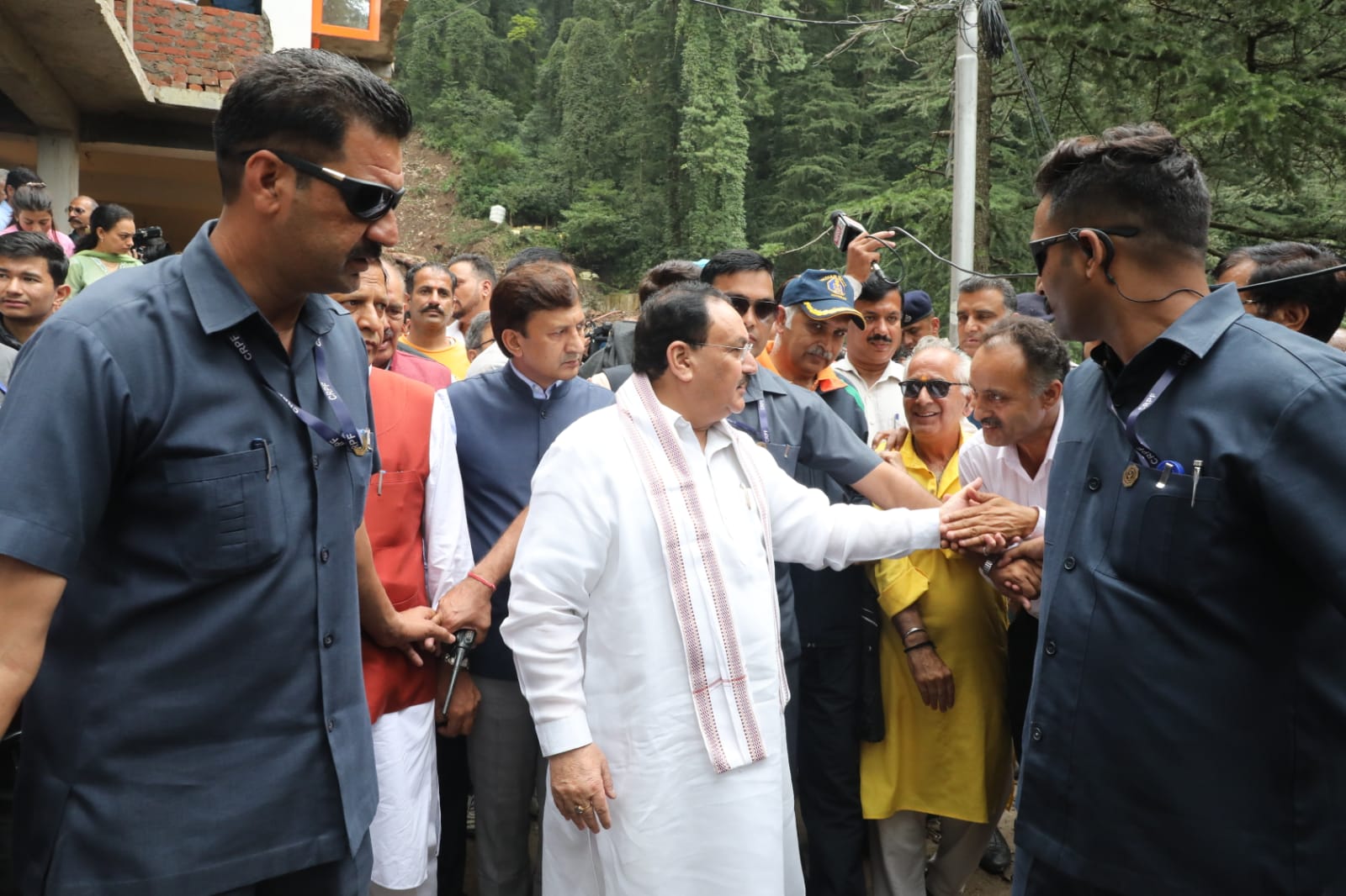 BJP National President Shri J.P. Nadda visited Summer Hill Shiv Mandir, Shiv Bawdi in Shimla (H.P.) and observed the damages