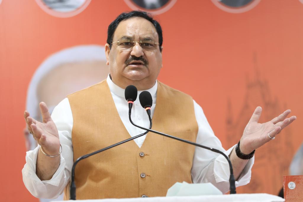   BJP National President Shri J.P. Nadda while launching Lokkho SonarBangla manifesto crowdsourcing campaign at Hotel Hindustan International, Kolkata (West Bengal)