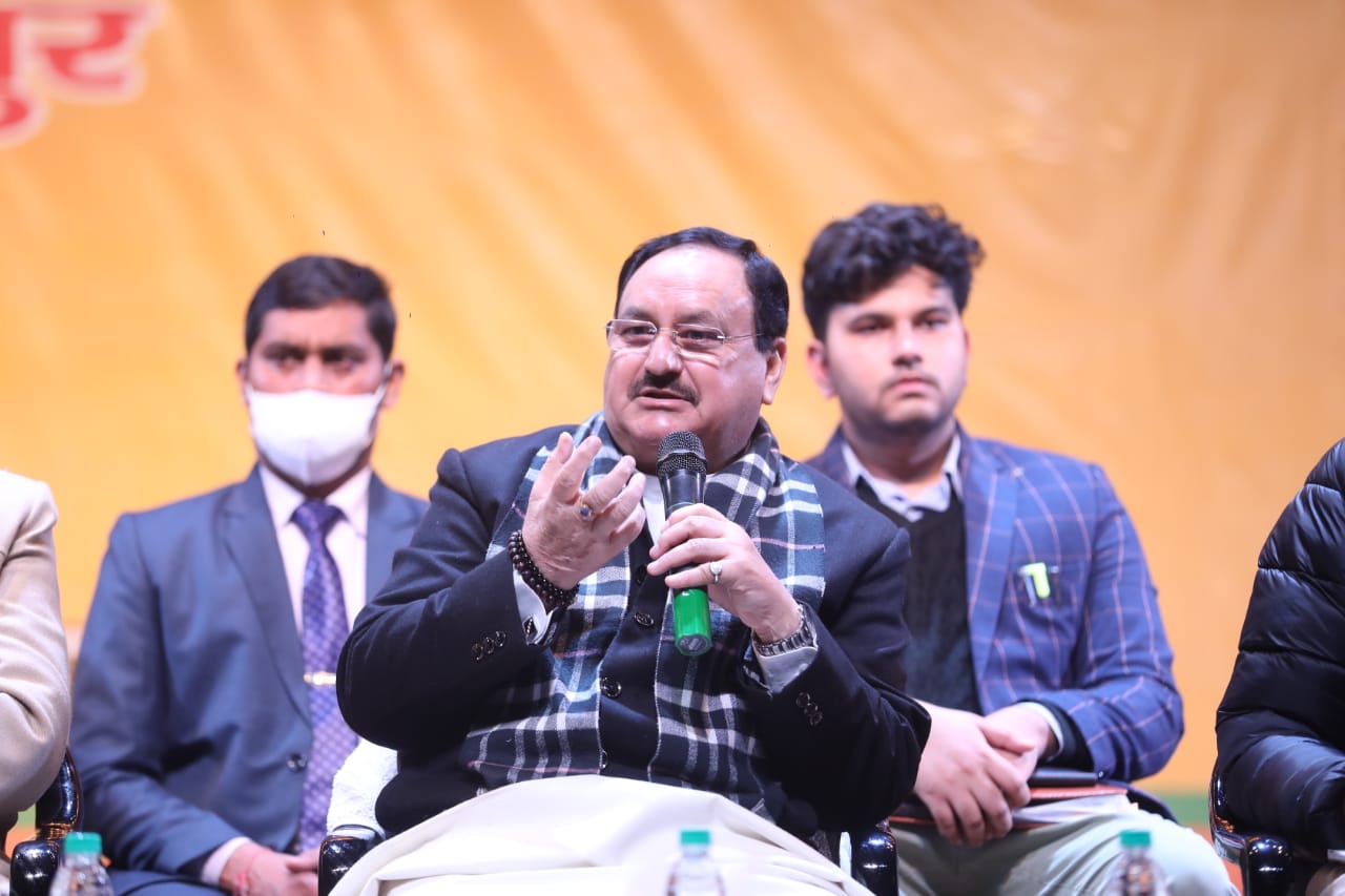 Hon'ble BJP National President Shri Jagat Prakash Nadda ji while addressing Prabhavi Matdata Samvad in Bareilly, Uttar Pradesh