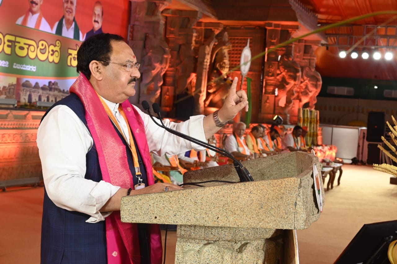  BJP National President Shri J.P. Nadda while addressing K'taka BJP State Executive Meeting in Hosapete (Karnataka)