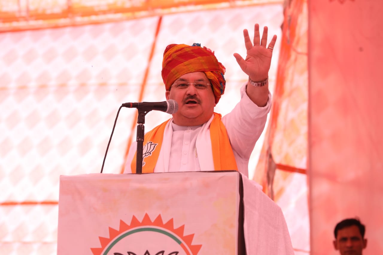 BJP National President Shri J.P. Nadda while addressing Booth President Sankalp Sammelan in Suratgarh (Rajasthan)