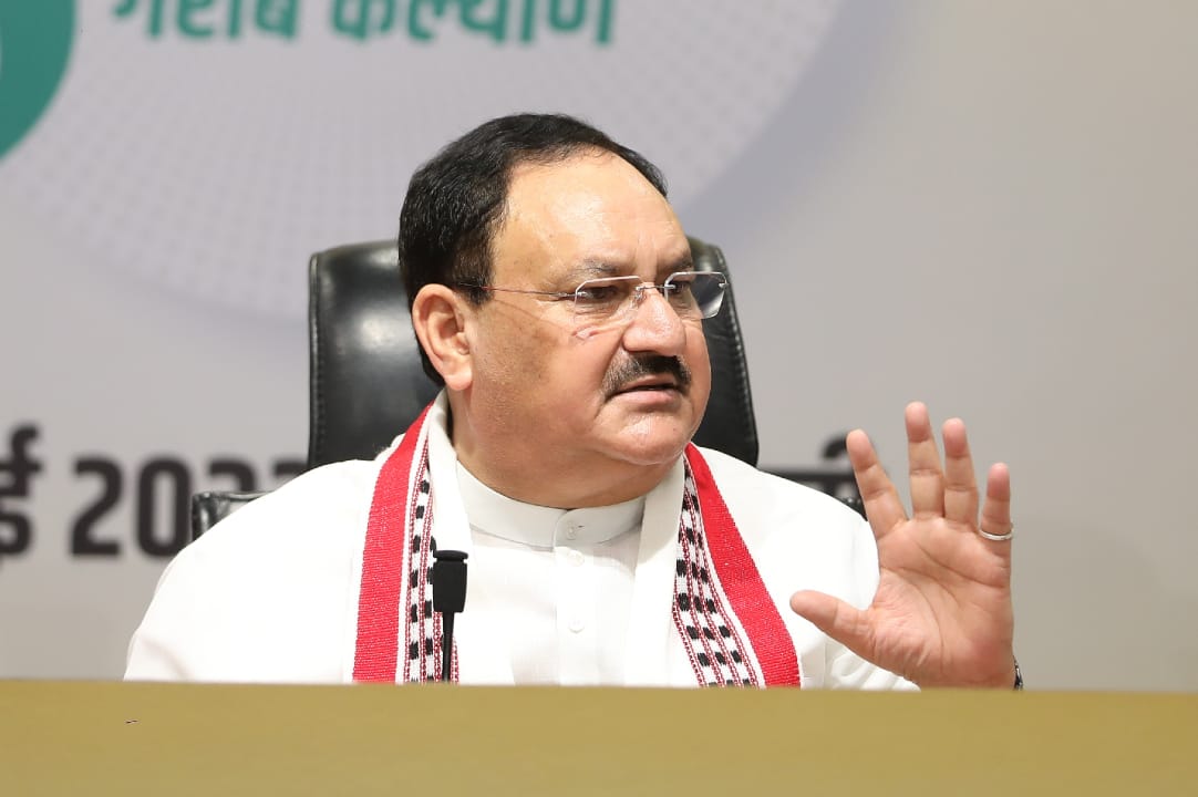 Hon'ble BJP National President Shri J.P. Nadda while addressing on completion of 8Yrs of Hon'ble Prime Minister Shri Narendra Modi ji's Govt.