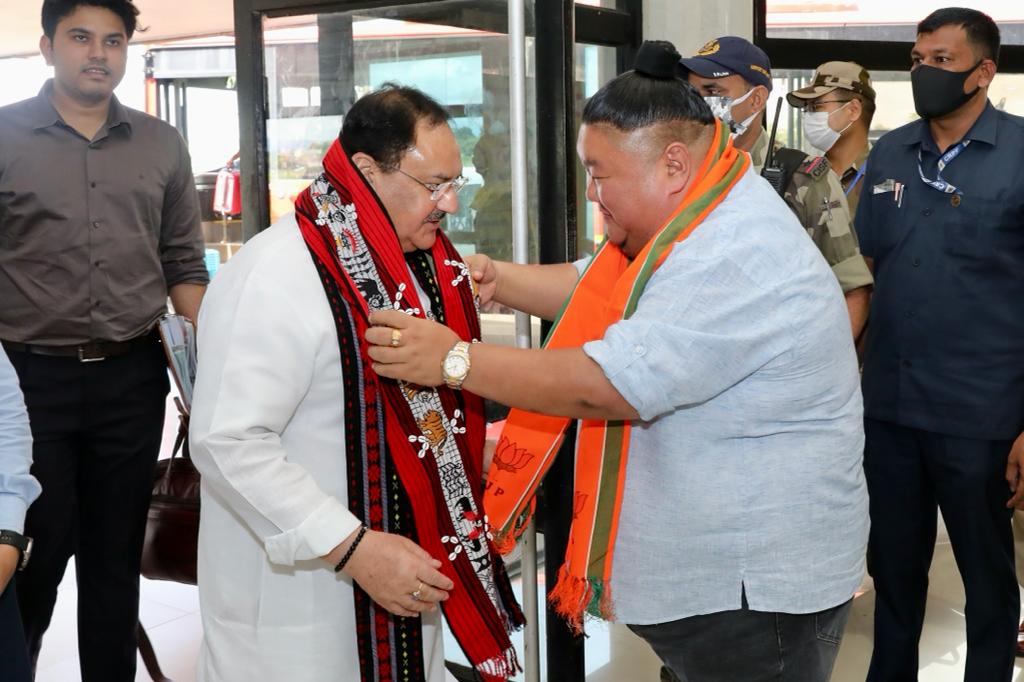 Grand welcome of Hon’ble BJP National President Shri J.P. Nadda on arrival at Dimapur Airport (Nagaland)