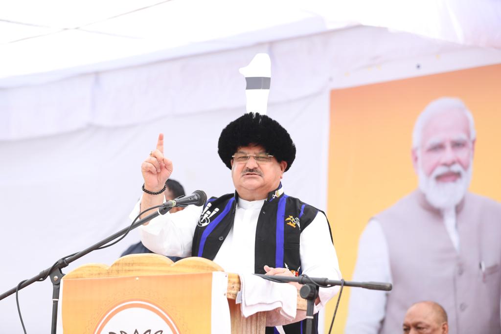 Hon’ble BJP National President Shri J.P. Nadda addressing a public meeting at GMS Ground, Old Riphyim, 37 TYUI A/C (Nagaland)