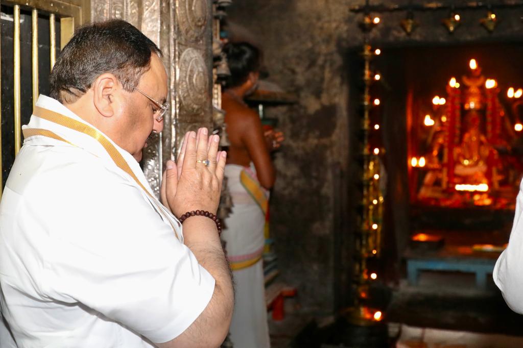 Hon’ble BJP National President Shri J.P. Nadda offered prayers at Pillayarpatti Vinayagar (Lord Ganesh) Temple in Pillayarpatti (Tamil nadu)