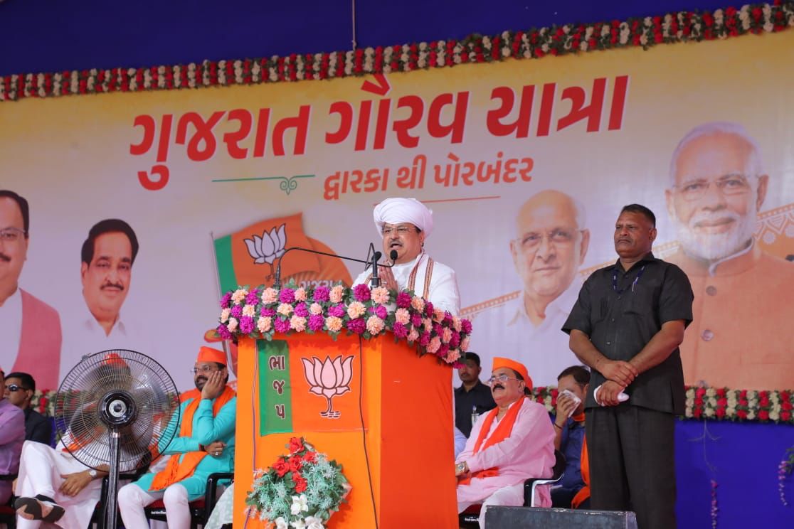 Hon’ble BJP National President Shri J.P. Nadda addressing a public meeting at Dwarka, Distt. Devbhumi (Gujarat)