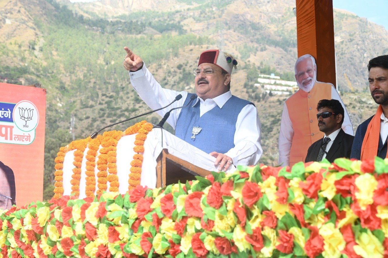 Hon’ble BJP National President Shri J.P. Nadda addressing a public meeting in Rampur, Shimla (Himachal Pradesh)