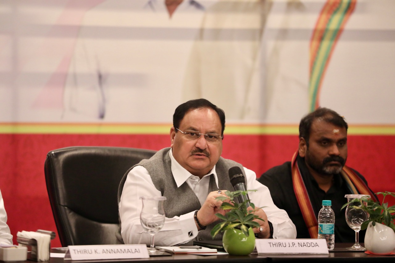 BJP National President Shri J.P. Nadda addressing Social Media influencers in Coimbatore (Tamil Nadu