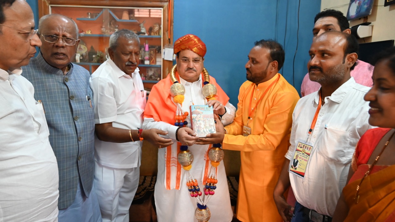 BJP National President Shri J.P. Nadda participated & addressed Booth Vijaya Abhiyan in Davanagere South (K'taka)