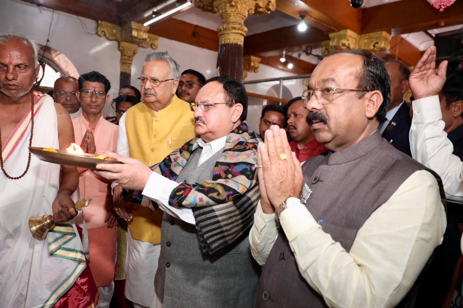 BJP National President Shri J.P. Nadda offered prayers at Maa Danteshwari Mandir, Jagdalpur (Chhattisgarh)