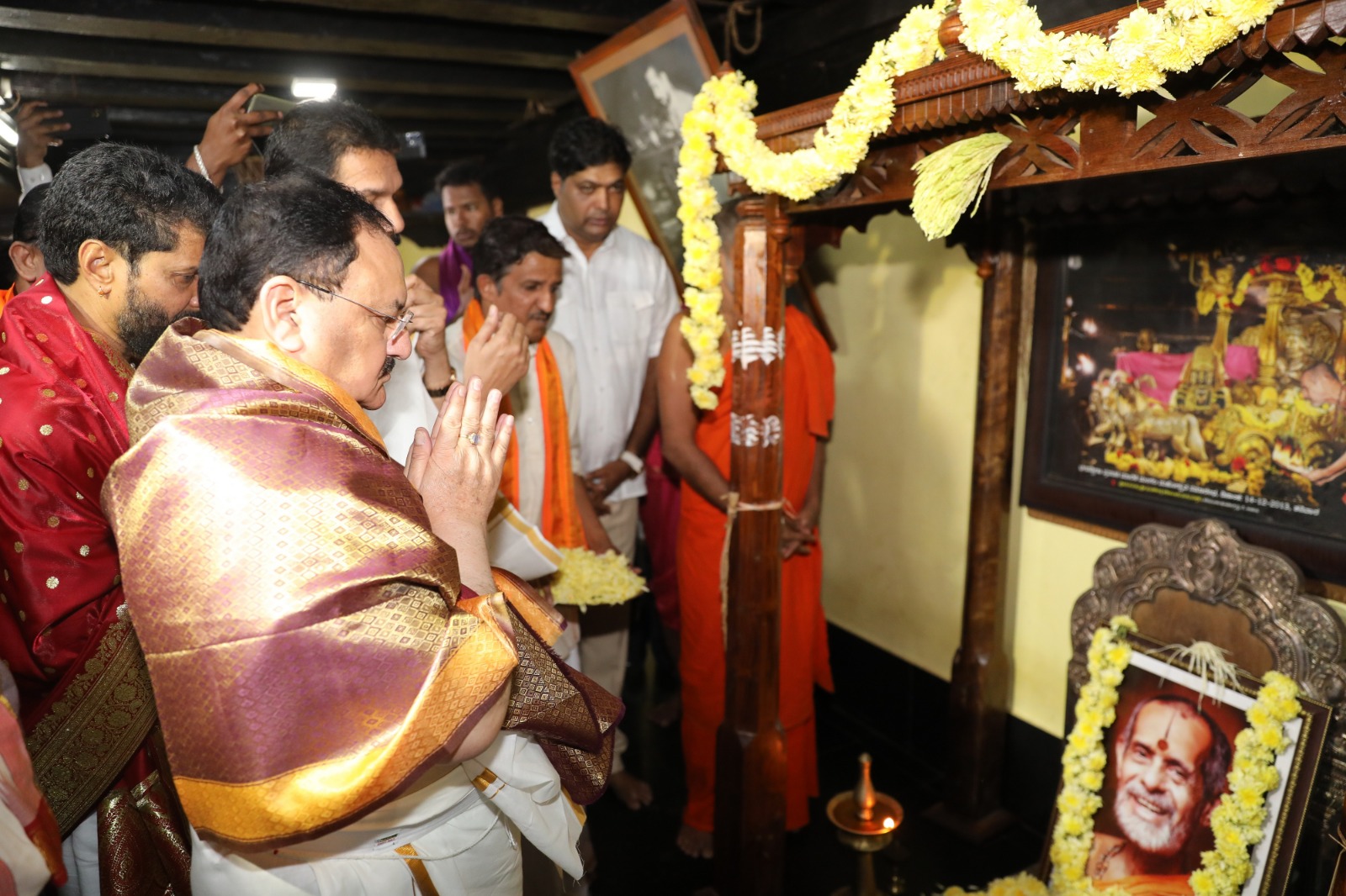 BJP National President Shri J.P. Nadda offered prayers at Udupi Shri Krishna Math & took blessings of Sri Sri Sri Vishwaprasannatheerth Shripad of Pejawara Math in Udupi (Karnataka)