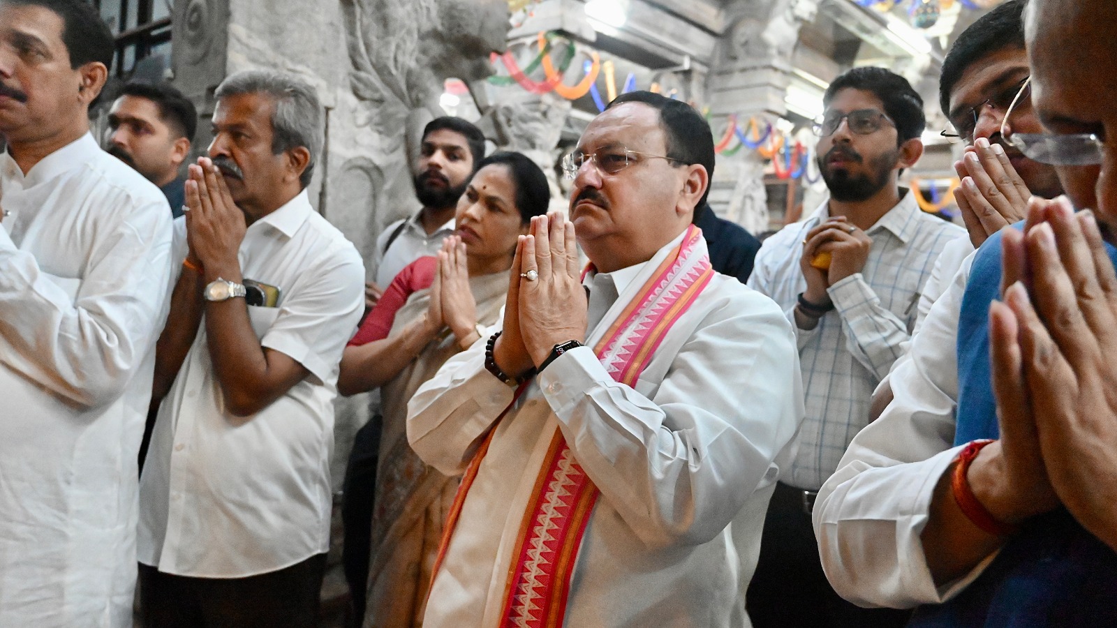 BJP National President Shri J.P. Nadda offered prayers at Shri Sharadamba Temple, Sringeri , Distt. Chikkamgaluru (K'taka)