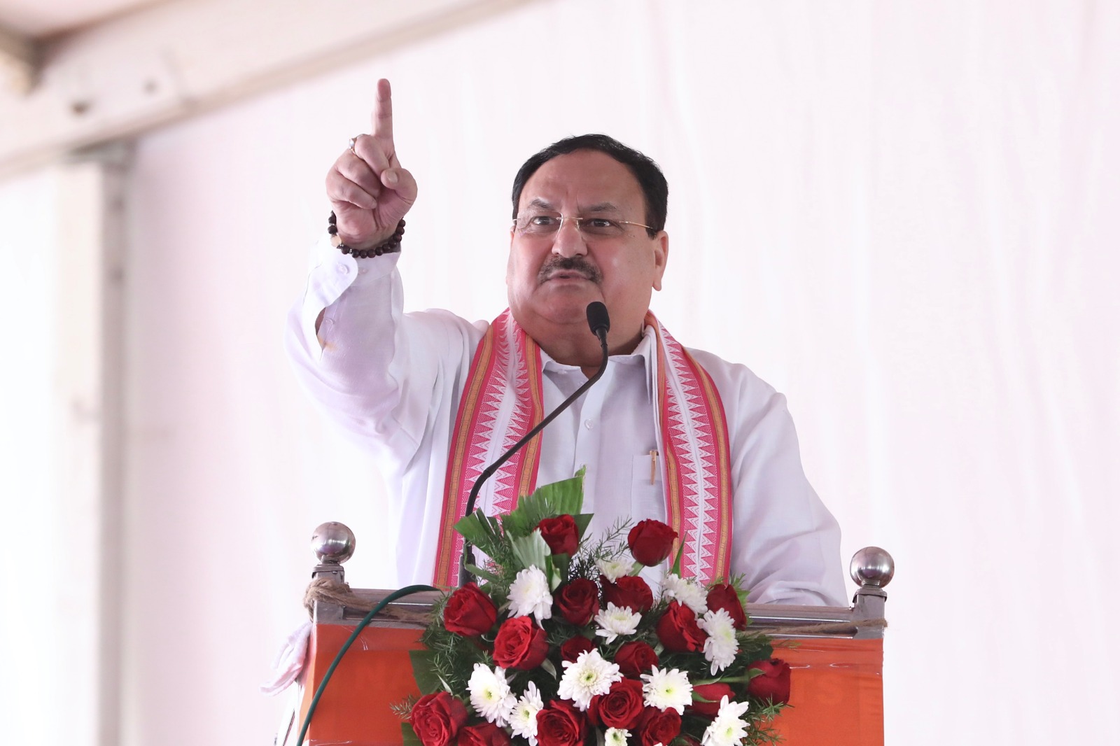 BJP National President Shri J.P. Nadda addressing a public meeting at Govt. Junior College Ground, Belur, Hassan (K'taka)