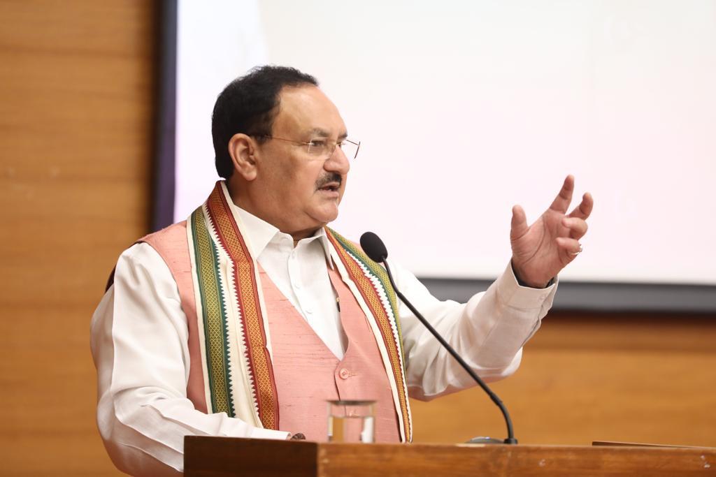 Hon'ble BJP National President Shri J.P. Nadda addressing the National Social Media Meeting at BJP HQ, 6A DDU Marg, New Delhi