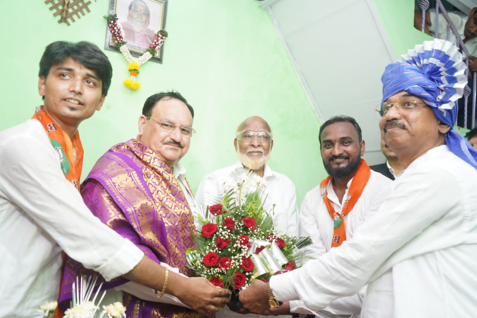 BJP National President Shri J.P. Nadda having lunch at BJP State General Secretary Shri Sanghdeep Kedar at his residence Ward No. 125, Ramabai Ambedkar Nagar, Ghatkopar (Mumbai)