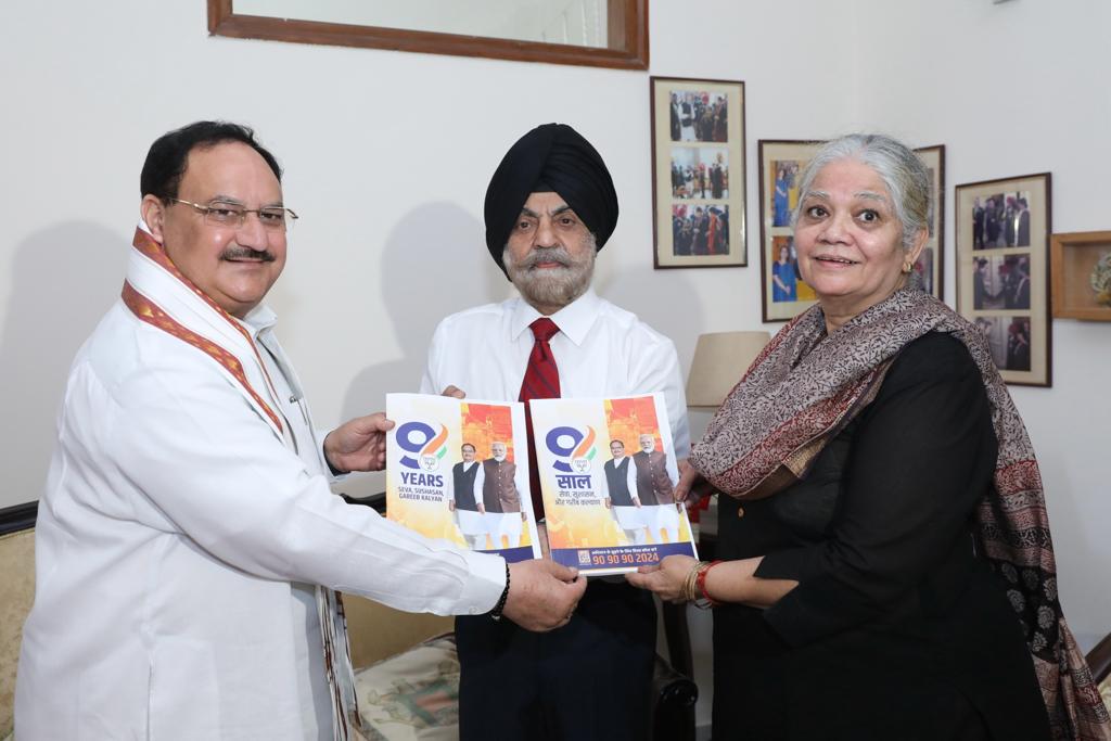 BJP National President Shri J.P. Nadda met Lieutenant General (Retd) Shri AS Lamba at C101, South City – 2, Sec 49, Gurugram