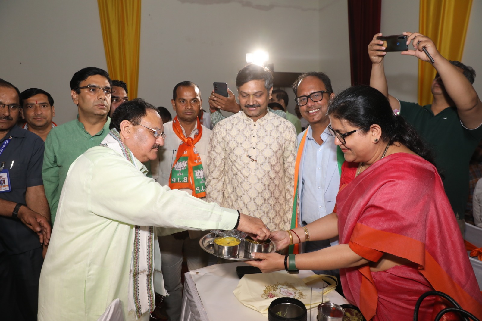 BJP National President Shri J.P. Nadda attending Tiffin Meeting at LPS Global School, D-196/2, Sec. 51, Noida