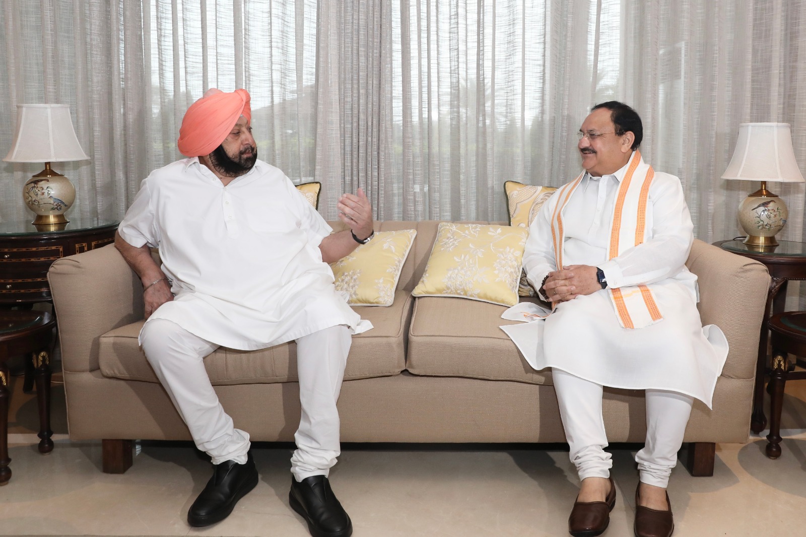 BJP National President Shri J.P. Nadda met senior leader and Former Punjab Chief Minister Captain Amrinder Singh inMohali (Punjab)