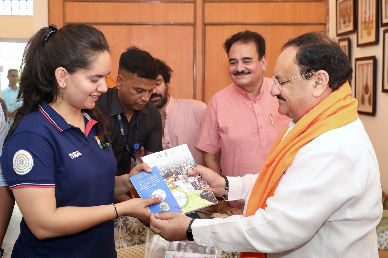 BJP National President Shri J.P. Nadda met with Olympian & Arjuna Awardee sport shooter Anjum Moudgil Ji & industrialist and philanthropist Dr. Sanjeev Juneja as part of the 'Sampark Se Samarthan' campaign in Chandigarh