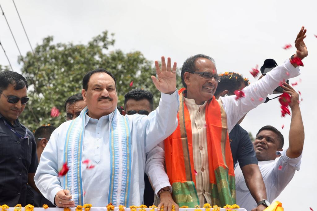 Road Show of BJP National President Shri J.P. Nadda in Khargone (Madhya Pradesh)