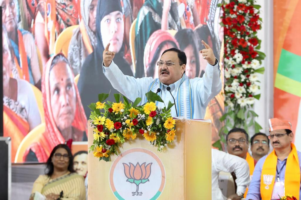 BJP National President Shri J.P. Nadda while addressing a public meeting in Khargone (Madhya Pradesh)