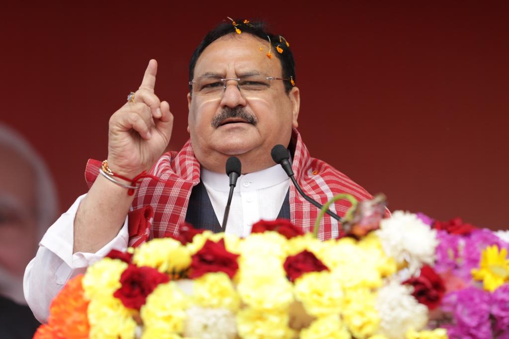 Photographs : Hon'ble BJP National President Shri J.P. Nadda addressing 'Krishok Suroksha Saha-Bhoj' in Shahpur village (West Bengal)