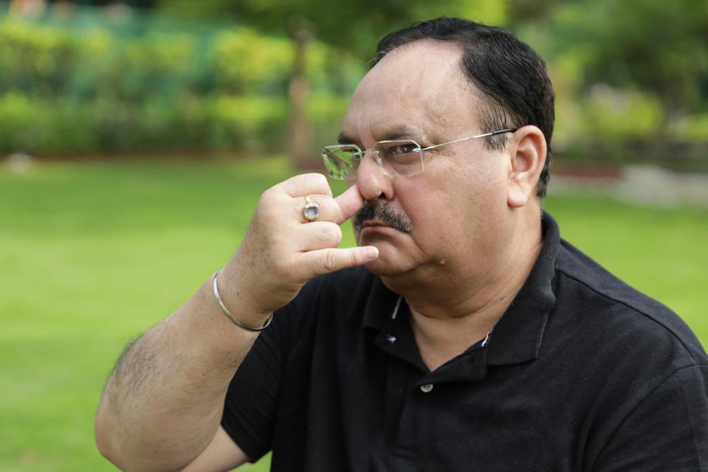  BJP National President Shri J.P. Nadda performing Yoga at his residence 7-B, Motilal Nehru Marg, New Delhi.