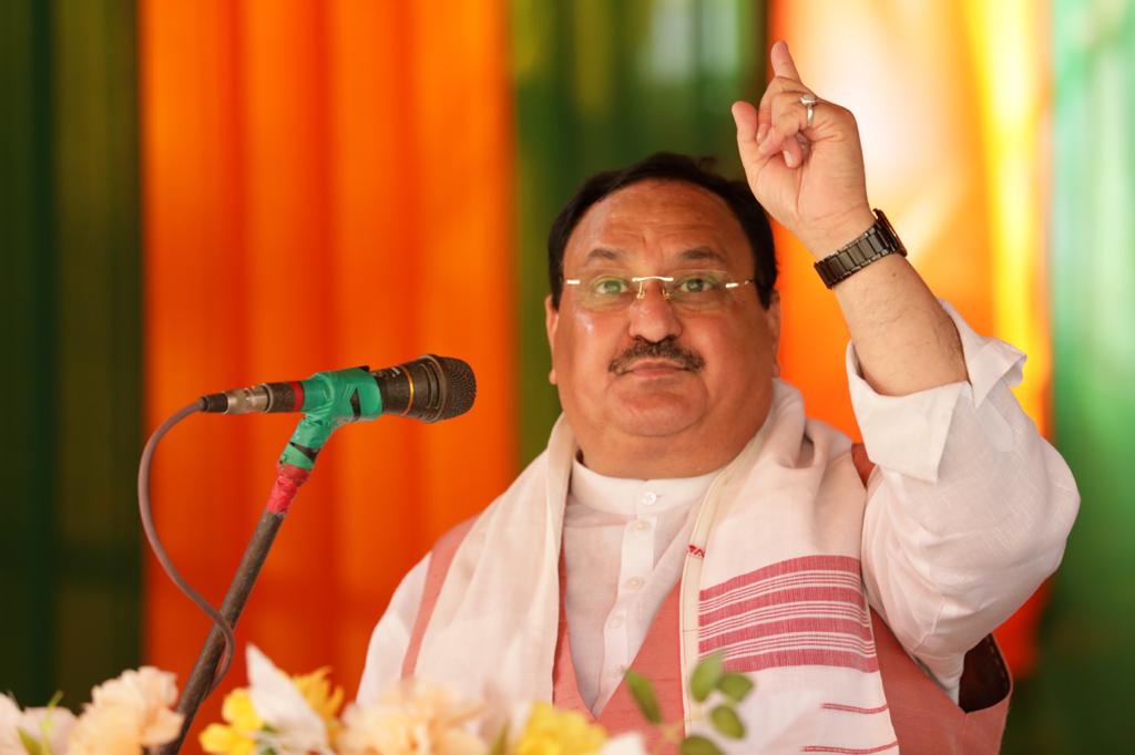  BJP National President Shri J.P. Nadda addressing a public meeting at BorhollaTea Estate Playground, Titabor (Assam)