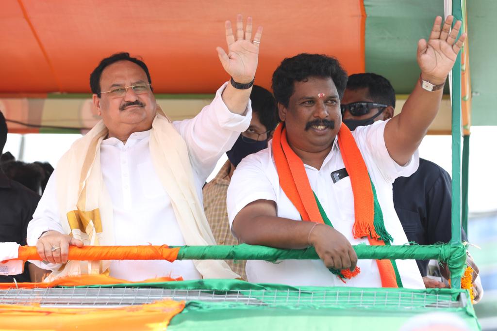  BJP National President Shri J.P. Nadda ji's road show in Attingal constituency (Kerala)