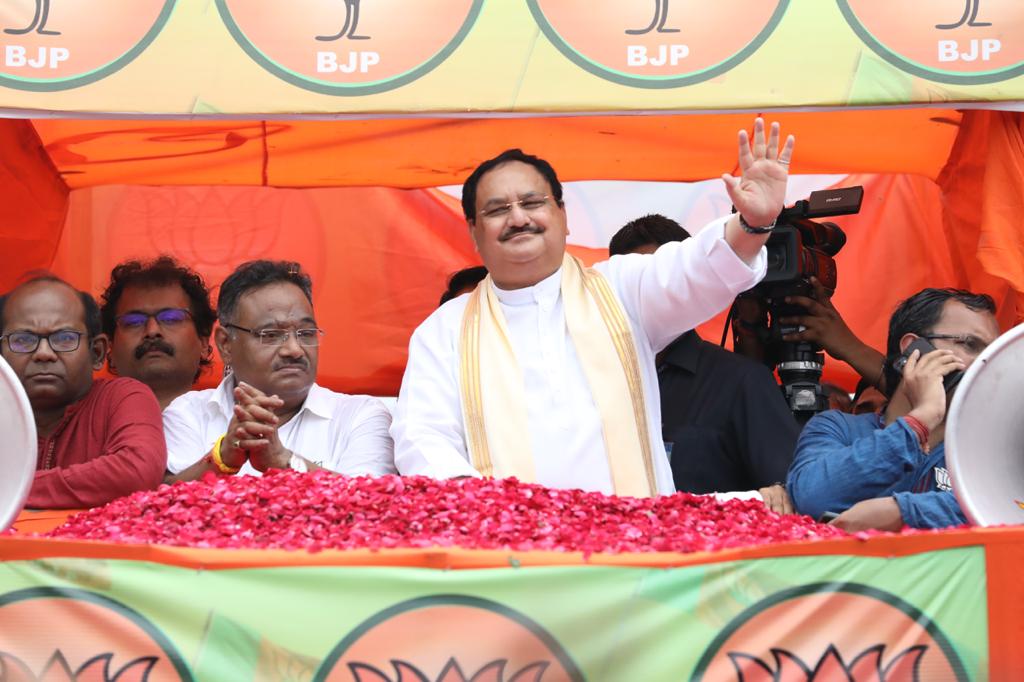  BJP National President Shri J.P. Nadda ji's road show in Rajarhat Gopalpur (West Bengal).