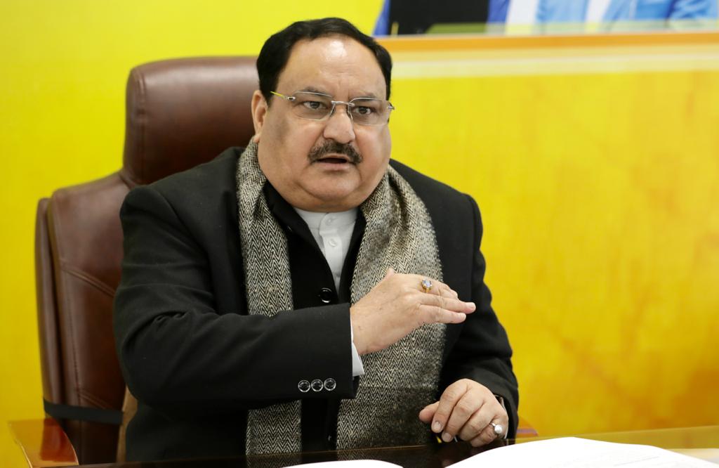 Photographs : BJP National President Shri J.P. Nadda addressing Manipur BJP State Executive Meeting via video conferencing from BJP HQ, 6A DDU Marg, New Delhi.