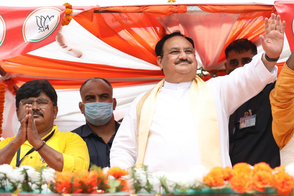  BJP National President Shri J.P. Nadda ji's road show in Chakdaha (West Bengal)