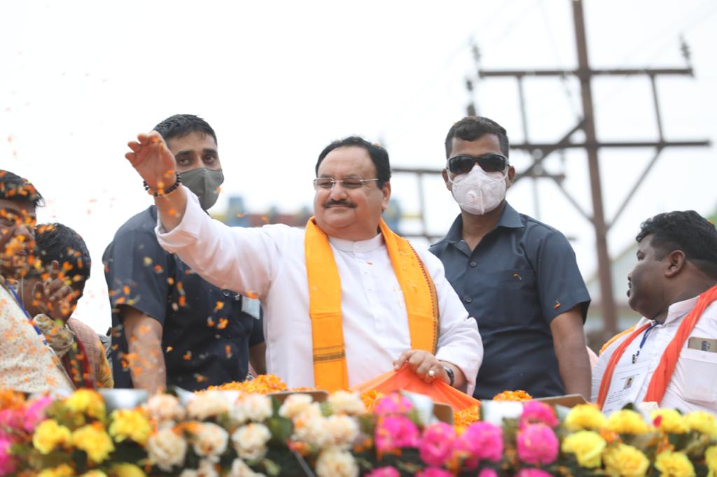  BJP National President Shri J.P. Nadda ji's road show in Mekliganj (West Bengal).