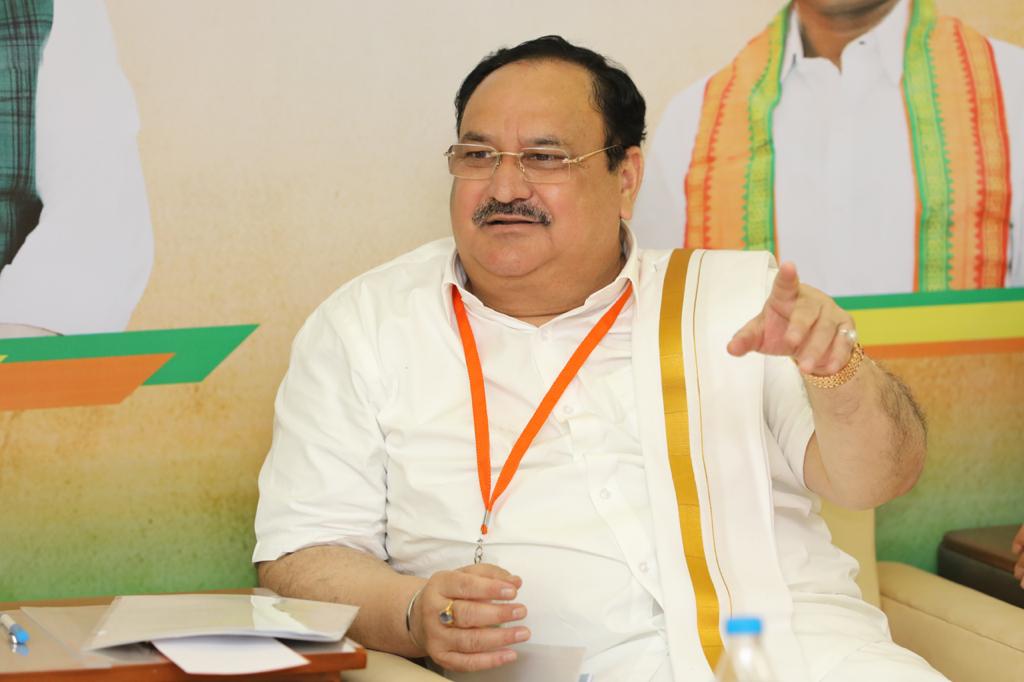 Photographs : Hon'ble BJP National President Shri J.P. Nadda addressing Tamil Nadu State BJP Core Committee Meeting at Velammal Guest House, Madurai (Tamil Nadu)