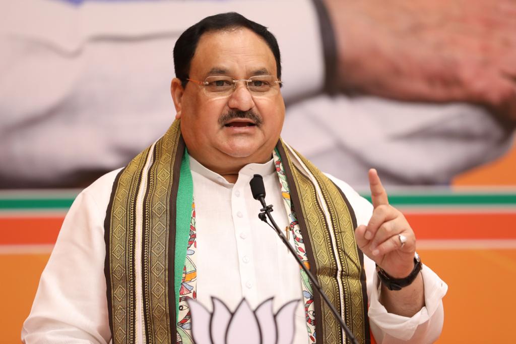  BJP National President Shri J.P. Nadda addressing joint meeting of BJPNational Morchas at BJP HQ, 6A DDU Marg, New Delhi.