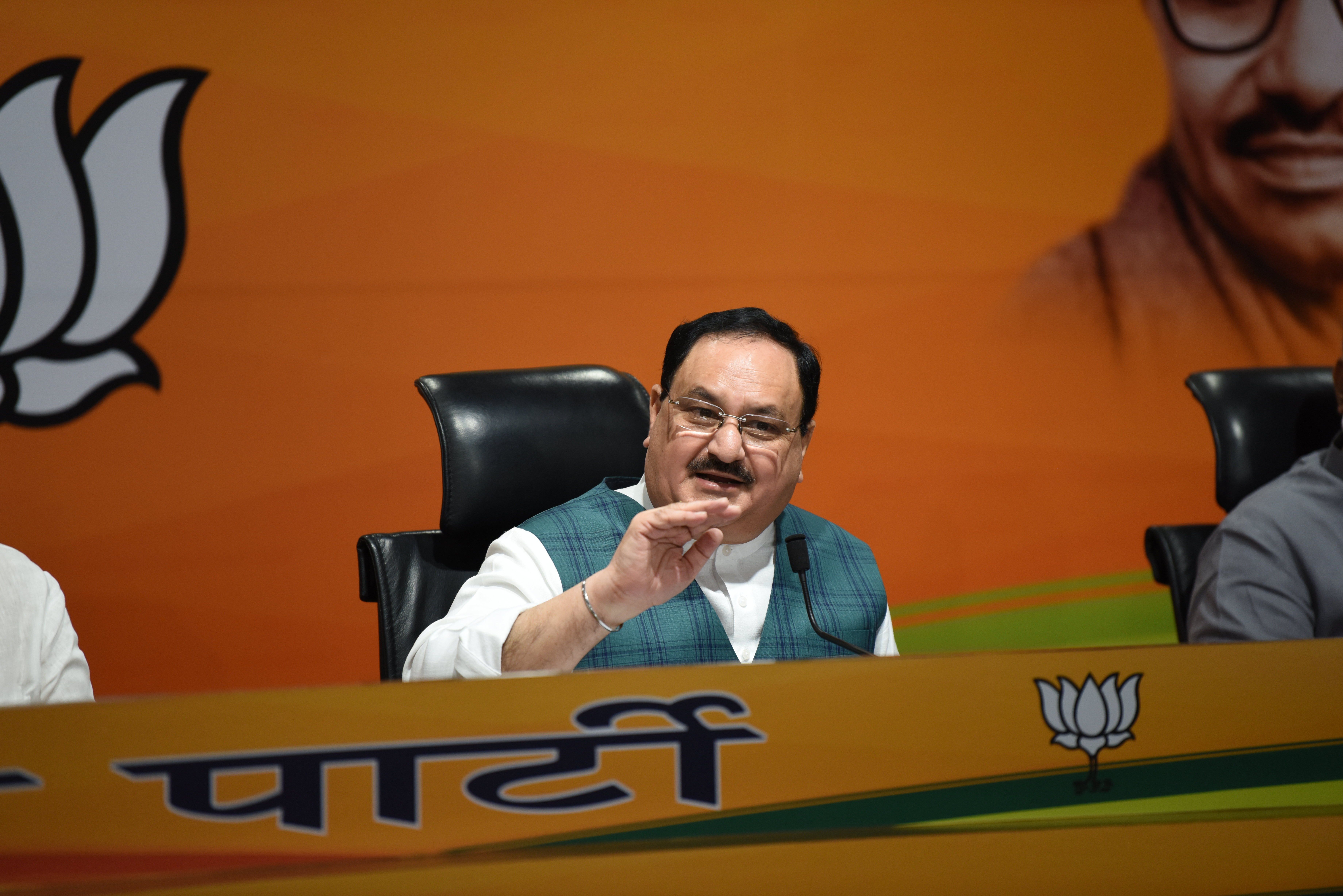 Photographs of press conference of BJP National President Shri J.P. Nadda on 16.09.2020