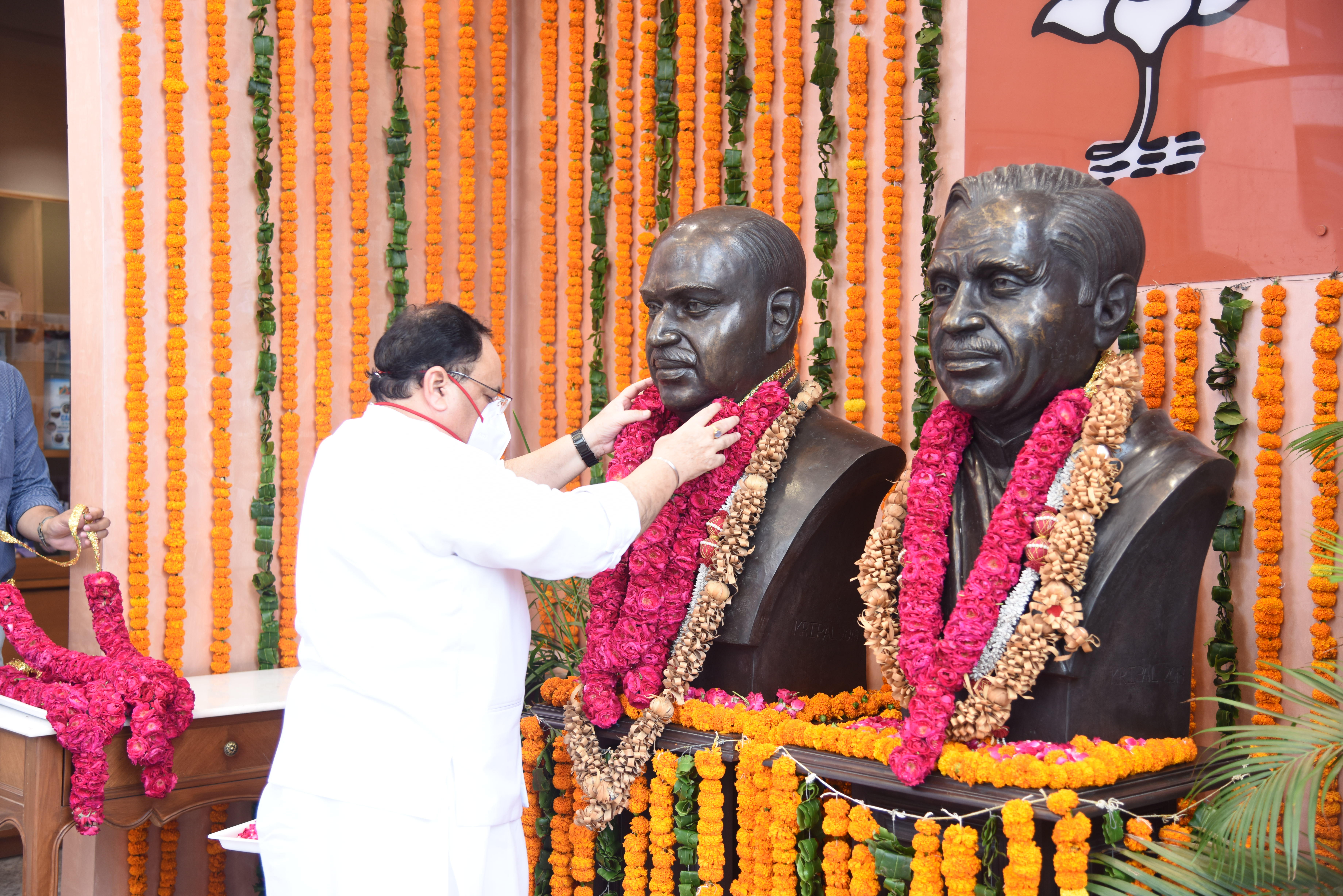 Photographs : BJP National President, Shri J.P. Nadda paying floral tribute to Dr. Syama Prasad Mookerjee on his punyatithi at BJP HQ 6A,DDU Marg, New Delhi