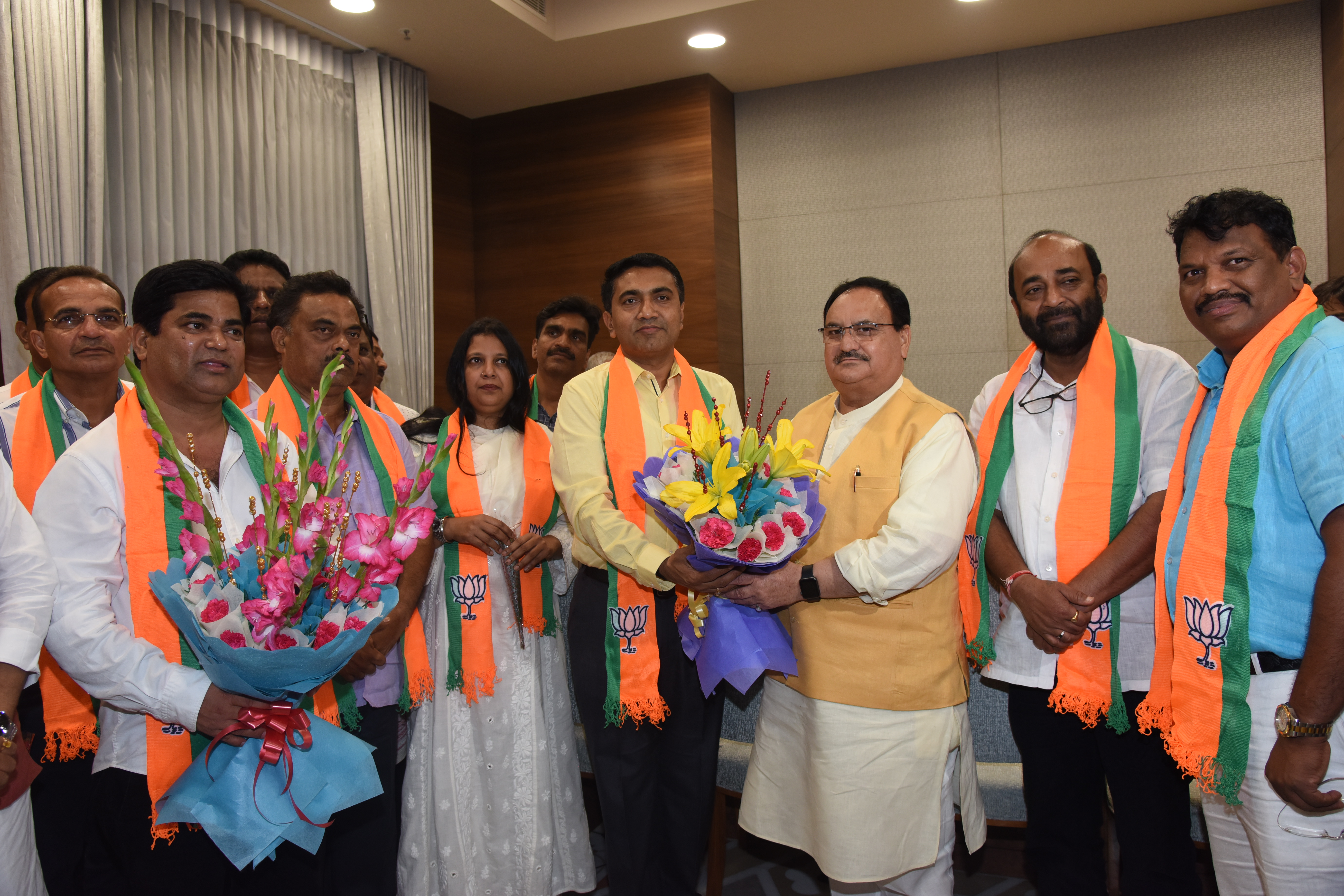 Photographs of 10 Congress MLAs from Goa joining BJP in presence of Hon'ble National Working President, Shri Jagat Prakash Nadda at BJP HQ, 6A Deendayal Upadhyay Marg, New Delhi