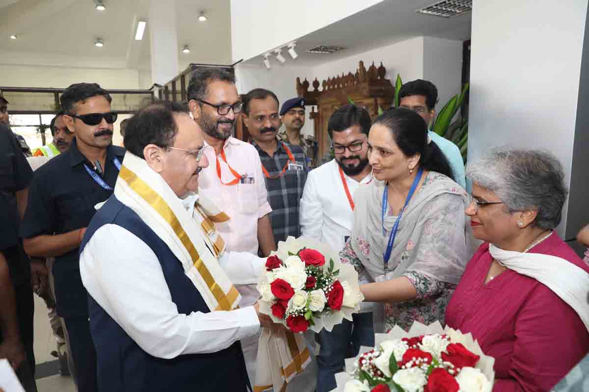 Grand welcome of Hon'ble BJP National President Shri J.P. Nadda ji on arrival at Thiruvananthapuram Int'l Airport (Kerala)