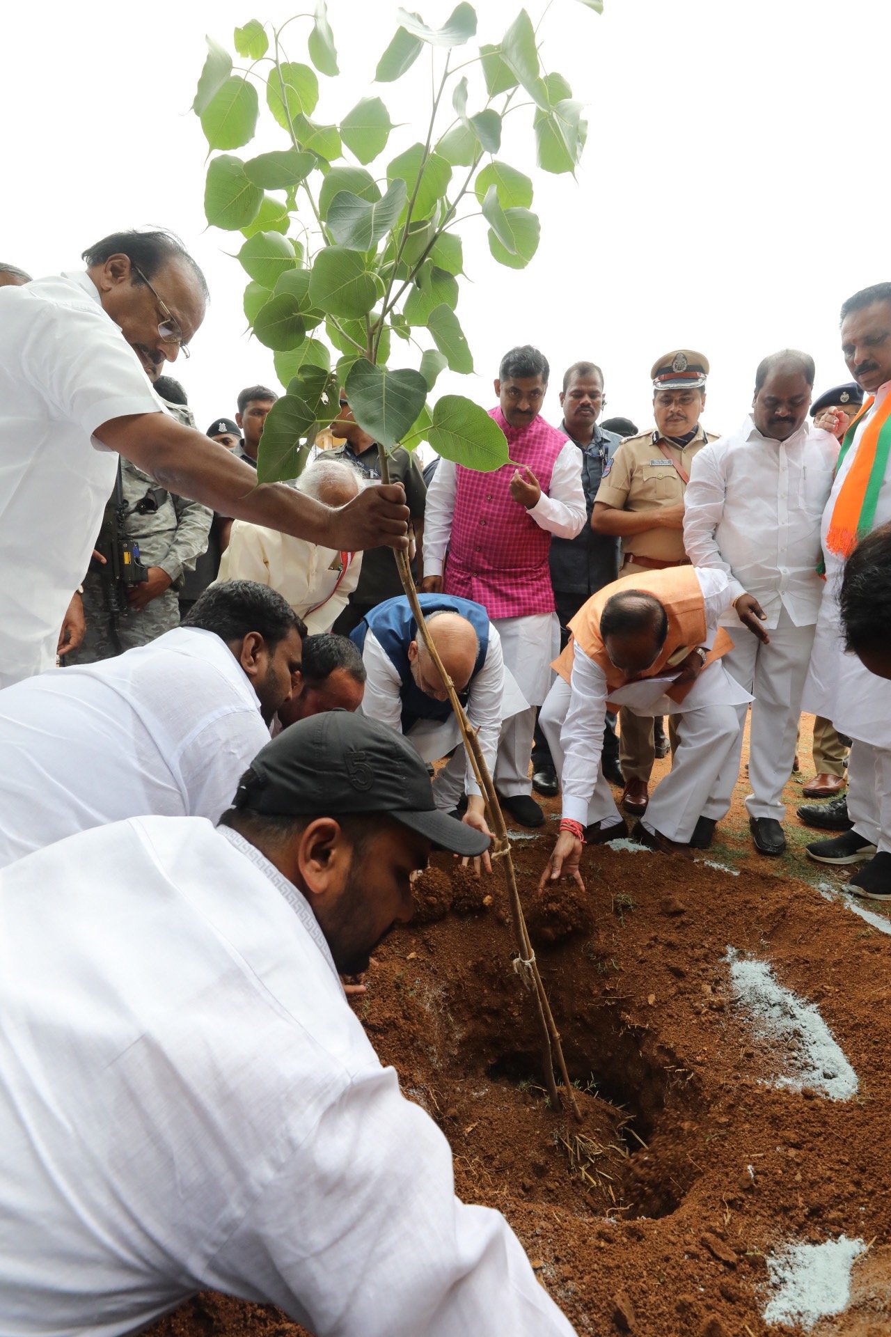 Photographs : BJP President & Hon'blrle Union Home Minister Shri Amit Shah Planted a Peepal sapling at a government school in Mamidipally village, Rangareddy, Telangana